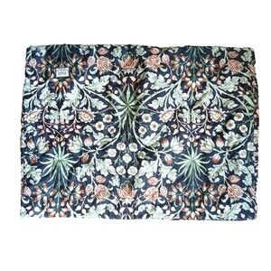 William Moriris at Home single standard quilted sham navy green floral craftsman